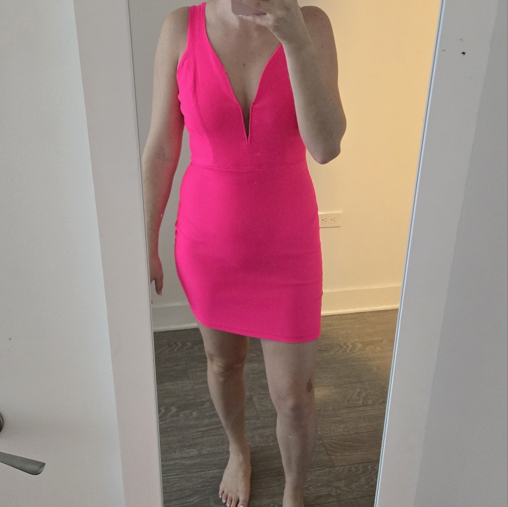 Pink body con dress